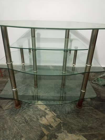 Glass TV Trolley with Multiple Shelves – Stylish Design