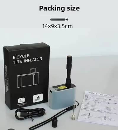 portable Electric rechargeable Bicycle Tire Inflator 100 psl box pack