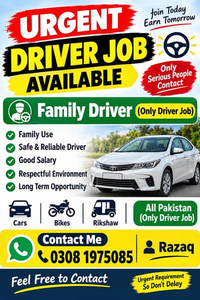 Family Driver Job Available – Urgent