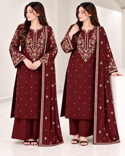 dhanak 3pc embroidery dress