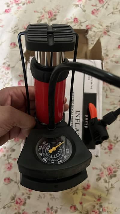 Single Cylinder Foot Air Pump with Pressure Gauge For CAR & Bike