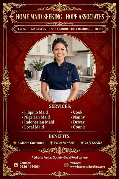 Maid, Nanny, Babysitter, Cook & Driver Services