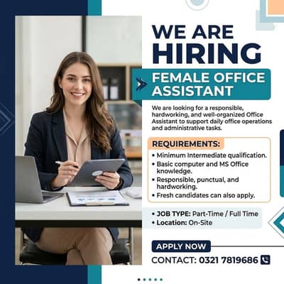 Female Office Assistant | Female Jobs | Office Jobs | Jobs