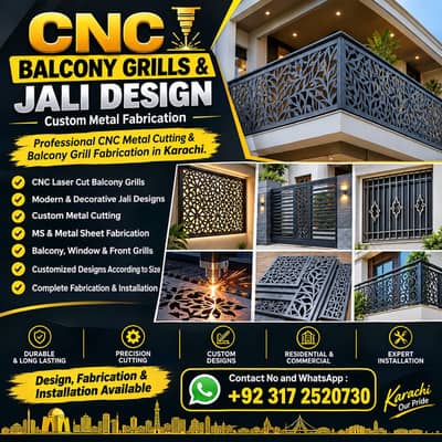 CNC Balcony Jali Design | Laser Cutting & MS/SS Railing