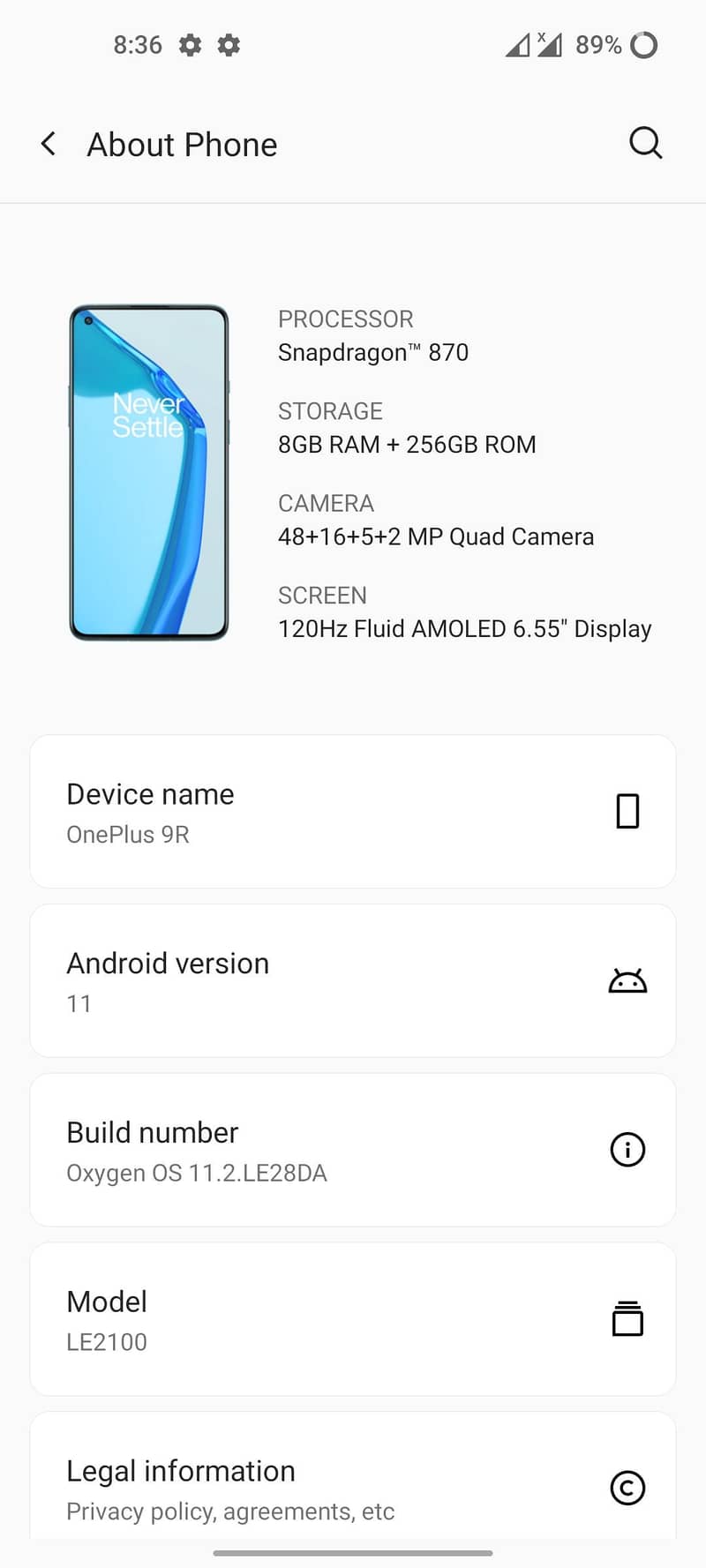 One Plus 9R 4