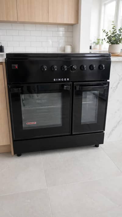 SINGER DOUBLE OVEN GAS RANGE,5 BURNER HEAVY DUTY USED