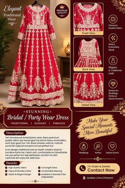Beautiful Maroon Red Bridal Dress with Heavy Golden Embroidery – Party