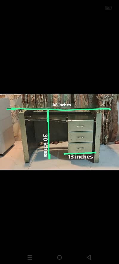 Office Work Table with Thick Glass Top & Spacious Drawers