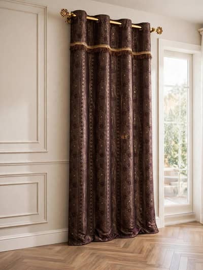 10PC Heavy Jacquard Parda Set Red 6 PCS + Brown 4 PCS  Ready to Hang