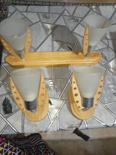Wooden Wall Lamps – Set of 4