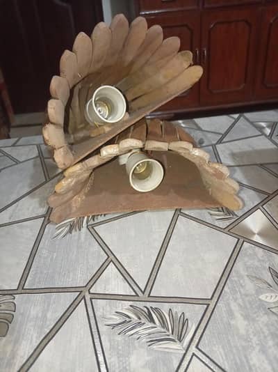 Wooden Decorative Wall Lamps – Set of 2