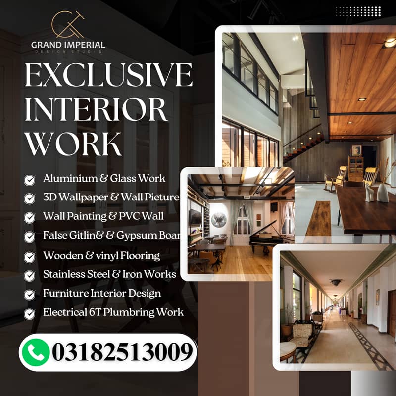 False ceiling/Wall panels/Fancy Mirror/Wall Papers/3D design/Flooring 0