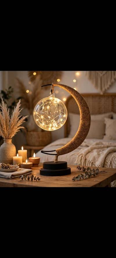 Crescent Moon Lamp Fairy Light Glass Ball - Aesthetic Decor Lamp