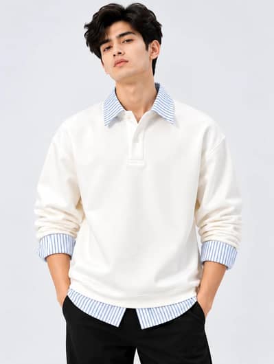 White Korean Sweatshirt Large