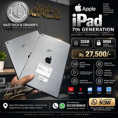 Apple iPad 7th Generation | 32GB Storage | MDM  Remote Management