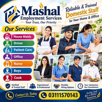 House Maids BabySitter Couple Cook Chef Drivers Trained Nursing staff