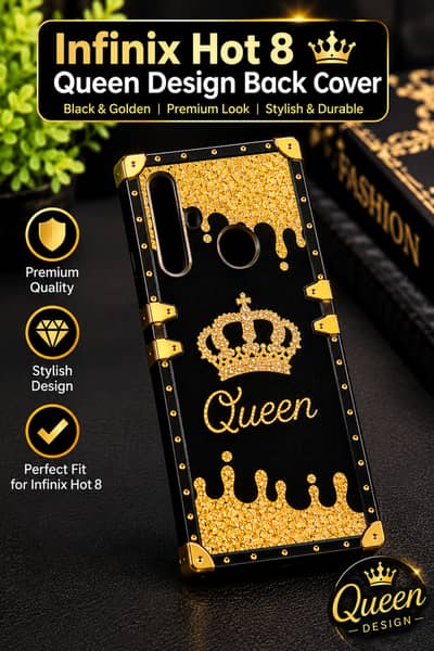 Infinix Hot 8 QUEEN GOLD AND BLACK COVER
