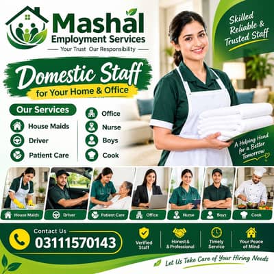 Maid / Cook/ Baby Care / Patient Care / Nurse / Kitchen Helper/ Driver