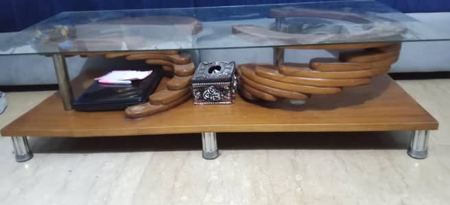 wood table and cals