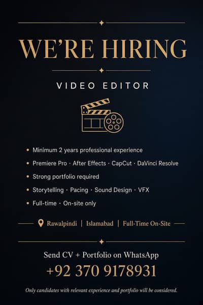 We Are Hiring Video Editor and Ai Content Creators