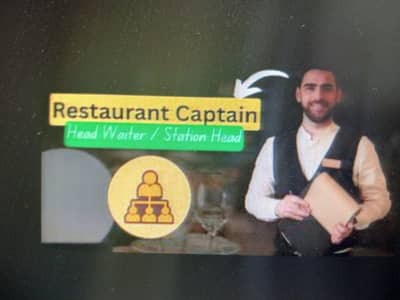 Captain of waiterrequire for 4 star hotel