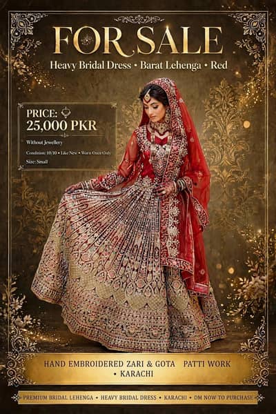 Heavy Bridal Barat Lehenga - Size Small - 10/10 Like New