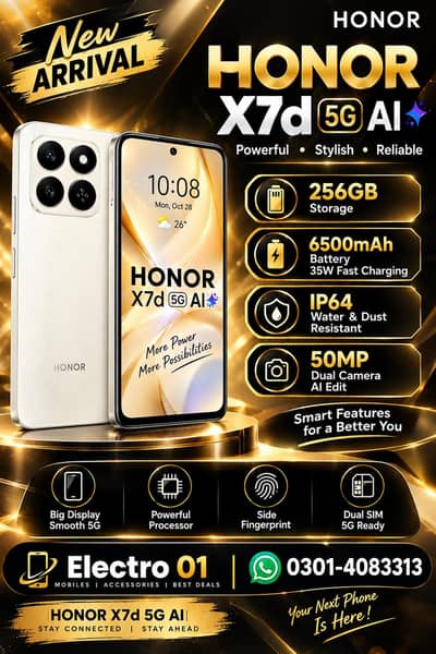 Honor x7d 5 G box opn 12/256  long batry