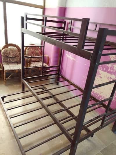 Bunk Bed with Sliding Trundle / Kids Iron Bed