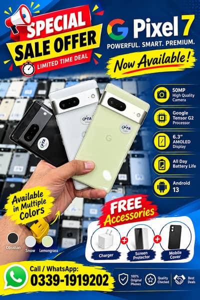 Google Pixel 7,7Pro7A,6 Pro 8,8A,8 Pro & 9 Charger,Protector,Cover Sal