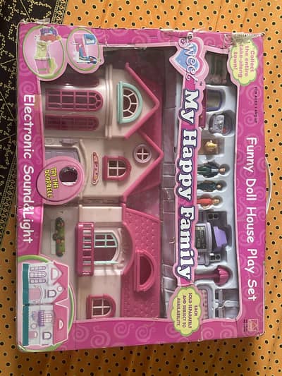 Pink Two-Storey Dollhouse with Family Dolls & Accessories