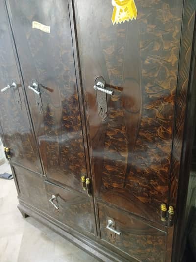3 Door Steel Almari with Drawers - Heavy Duty, Good Condition