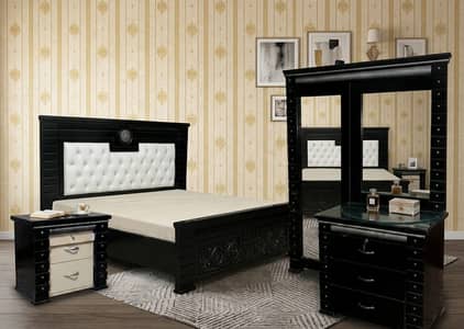 Bed Full Size, Singhar double Mirror Side table
