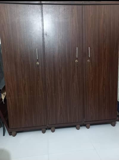 3-Door Wooden Wardrobe / Almirah - 9/10 Condition