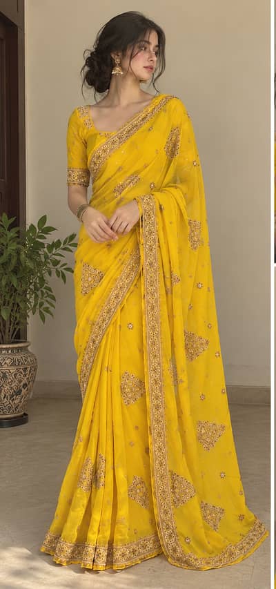 new saree in embroidery