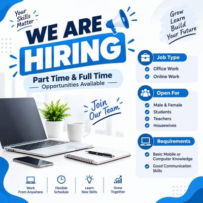 we are hiring Male and female Part time Full time  Apply Now