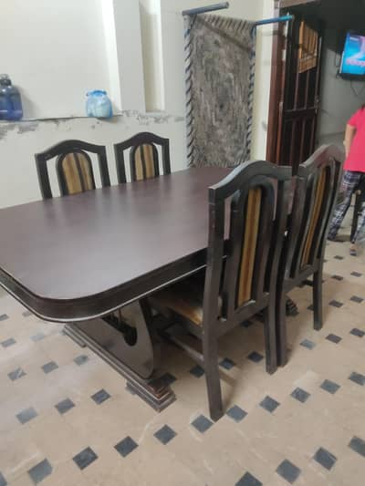 Solid Wood 6-Seater Dining Table Set with 6 Chairs – 6×4 ft