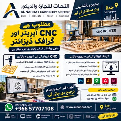 Need a CNC Designer For Jeddah, Carpentry wrokshop