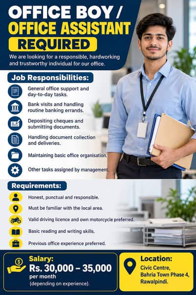 Hiring Office Boy / Office Assistant Required
