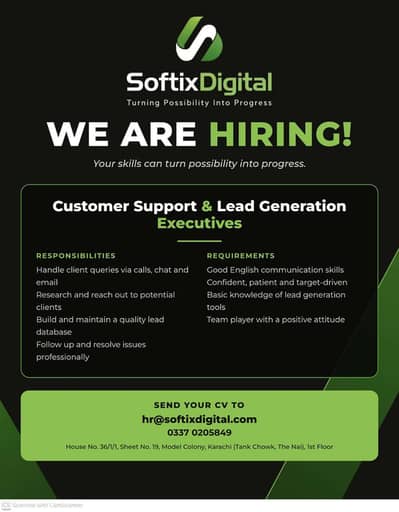 Customer Support & Lead Generation Executives Required