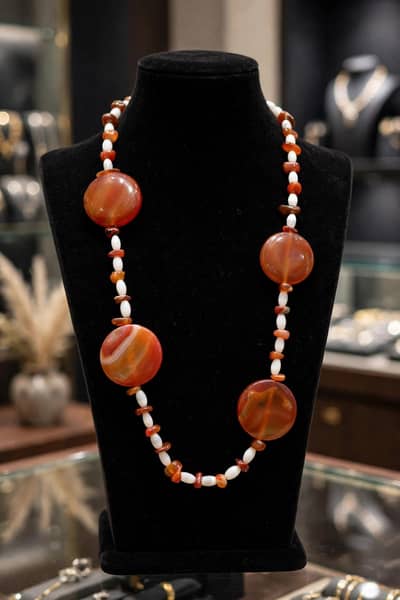 Original Aqeeq Stone Necklace - 4 Big Stones.