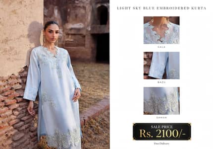 light sky blue embroidery kurta