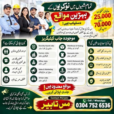 All Jobs Available | Male & Female | Salary 25,000–70,000