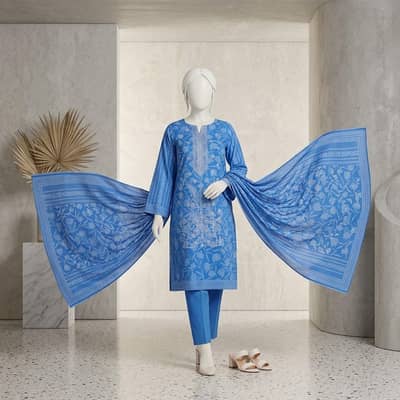 3pcs unstitched cotton suit