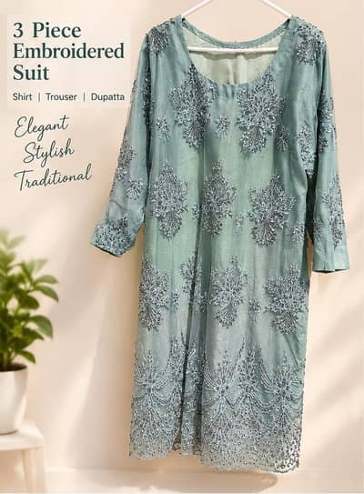 Luxury 3-Piece Heavy Embroidered Party Wear Suit