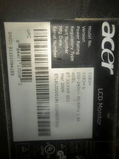 Acer x183h lcd monitor