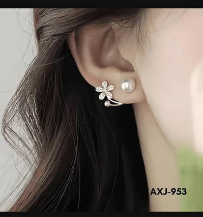 Flower Pearl Zircon Earrings Golden Silver Light weight