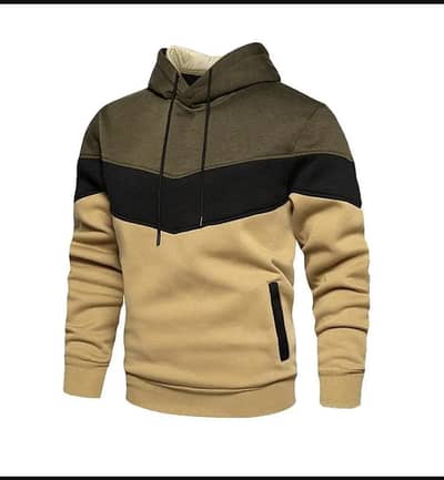 Men Fleece Stitched Hoodie Olive Tan Black Winter Purchase: 1700