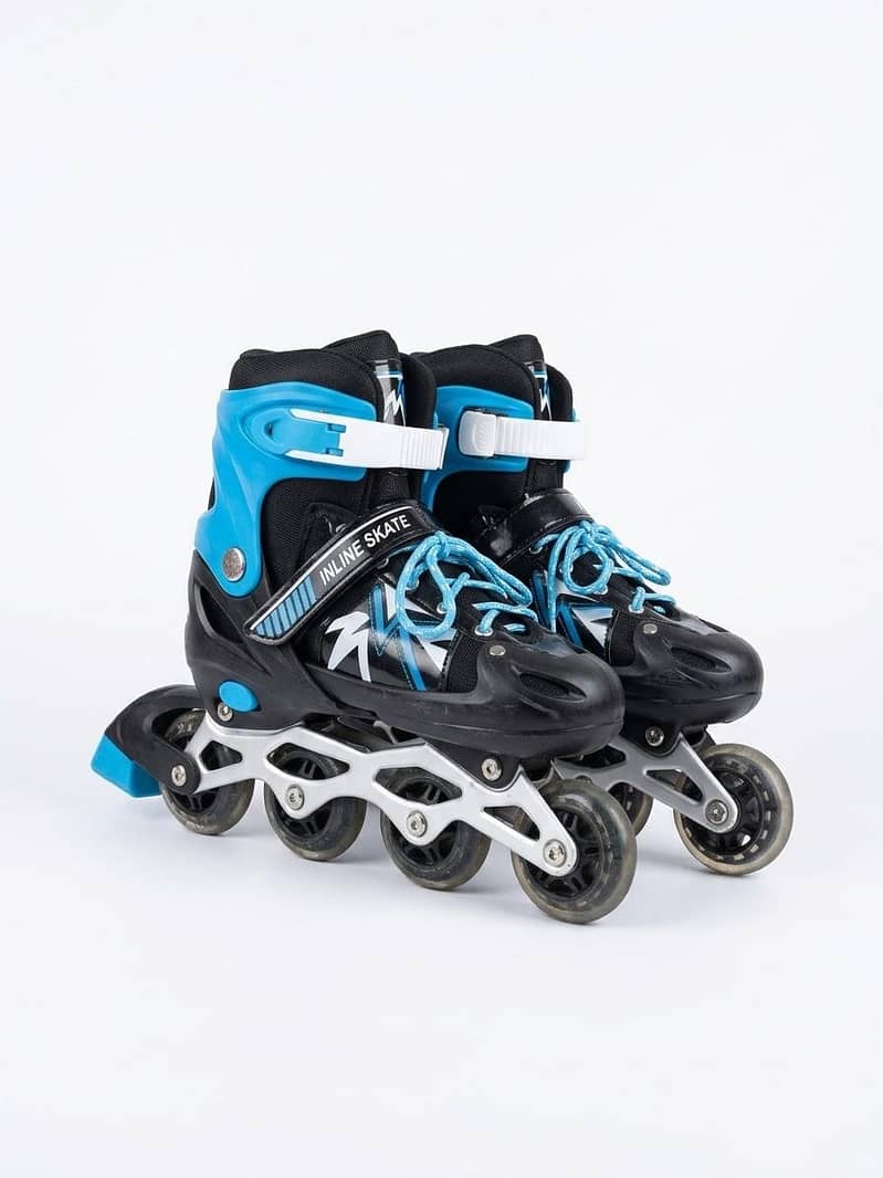 Adjustable Inline Roller Skates - Blue & Black 0