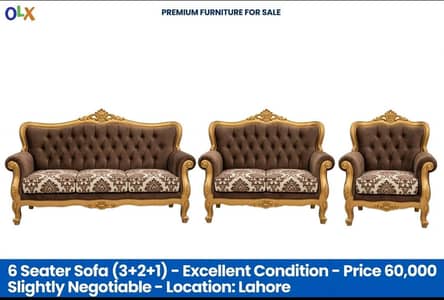 6 seater sofa set (3+2+1) Excellent condition - Lahore
