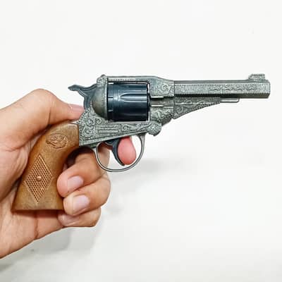 1960s Edison Giocattoli Italian Cowboy Revolver Die-Cast Metal Toy Gun